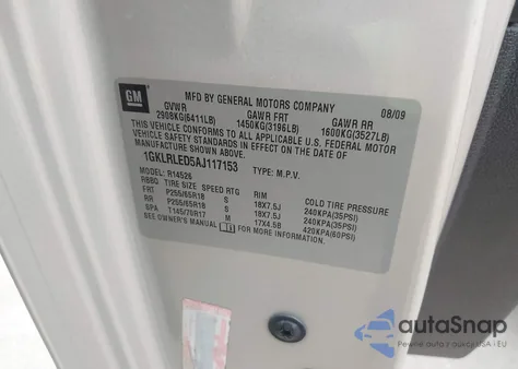 2010 GMC Acadia Sle from USA, damaged, VIN 1GKLRLED5AJ117153